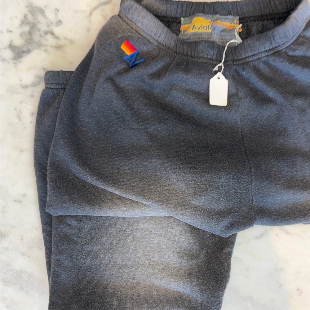 Aviator Nation Essential Sweatpants Faded Smoke M NWT
